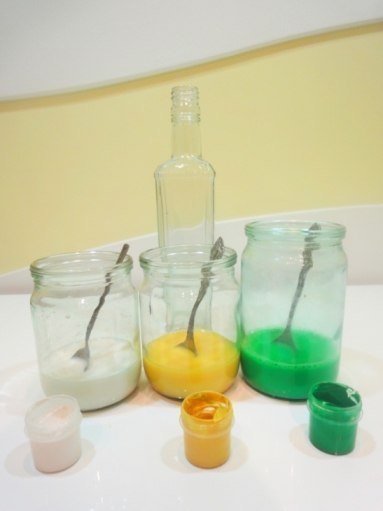 Декорування пляшок кольоровий сіллю майстер клас