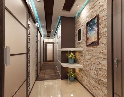 Design coridor foto în apartament, o cameră reală în casă, proiect hol, o simplă cameră cu trei camere