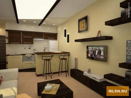 Designul unui mic apartament studio, interior, foto, video, totul despre design si reparatii la domiciliu