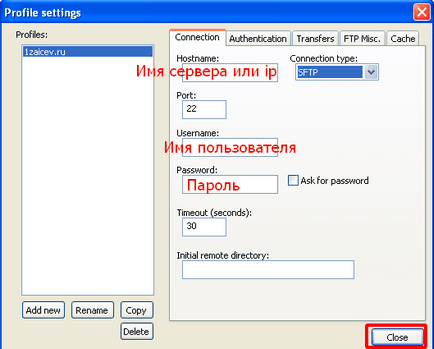 Accesul FTP la fișierele site-ului din editorul Notepad