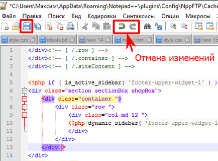 Accesul FTP la fișierele site-ului din editorul Notepad