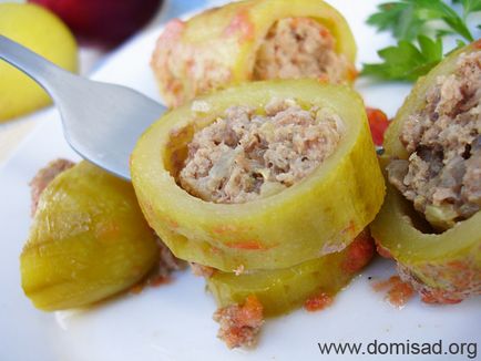 Zucchini cu carne tocată (carne), roșii și usturoi - rețetă cu fotografie