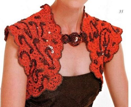 Lacy Bolero (fotó 64), hosszú ujjú, az ír csipke, piros, fekete, este (csipke) Lacy Bolero (fotó 64), hosszú ujjú, az ír csipke, piros, fekete, este