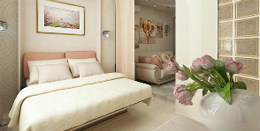 Interior interior 3D pentru un apartament studio cu 2 camere