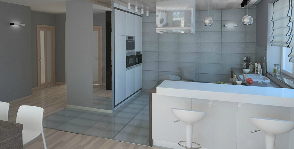 Interior interior 3D pentru un apartament studio cu 2 camere