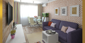 Interior interior 3D pentru un apartament studio cu 2 camere