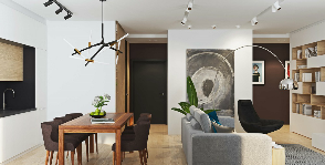 Interior interior 3D pentru un apartament studio cu 2 camere