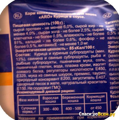 Відгук про консервований корм для кішок aro - курка в соусі вперше дізналася, що і у кішок теж