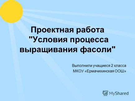 Prezentarea lucrării proiectului - condițiile procesului de cultivare a fasolei - efectuate de studenți 2