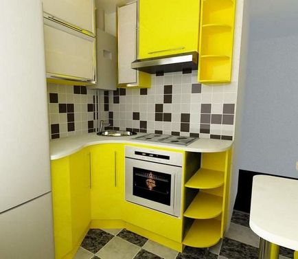 felújított konyha 6 nm design fotó, helytakarékos bútorok, sarok konyha hűtővel, saját kezűleg