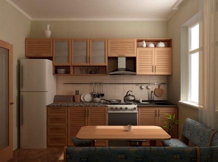 felújított konyha 6 nm design fotó, helytakarékos bútorok, sarok konyha hűtővel, saját kezűleg