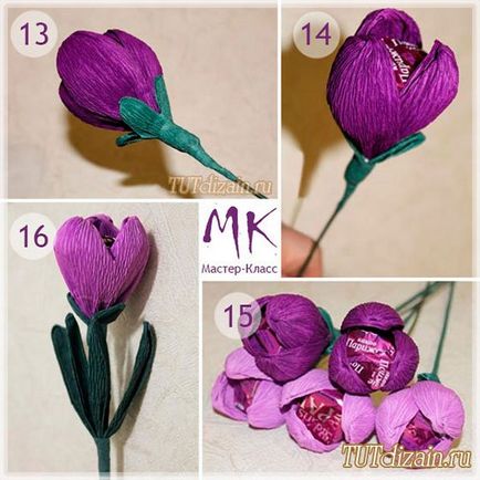 Buchet dulce de crocuses din dulciuri - design - decor cu mâinile proprii