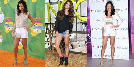 Selena Gomez stílus a miniszoknya és a rövid nadrág
