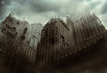 Scena colajului post-apocalipsă a distrus orașul