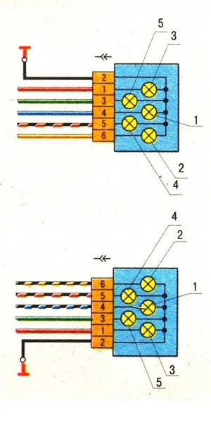 Schemă de conectare pentru conectori pentru lumină spate VAZ 2109