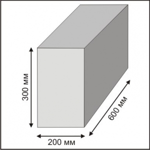 Greutatea blocului de spumă 600x300x200, dependența de densitate, masa de greutate