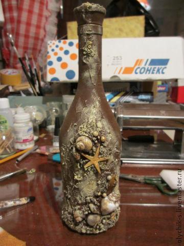 Декор пляшки в стилі з дна морського - ярмарок майстрів - ручна робота, handmade