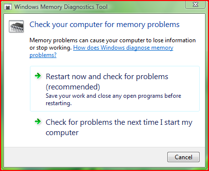 Діагностика неполадок пам'яті в windows vista