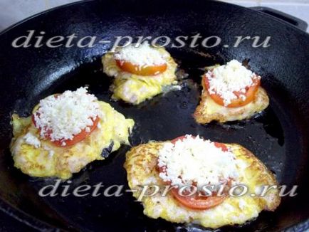 Диетични пилешки котлети с домати и сирене рецепта със снимки в тиган