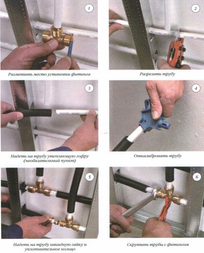 Fitinguri pentru tevi metaloplastice de diferite tipuri și montaj de detalii pe mâini proprii, portaluri despre conducte