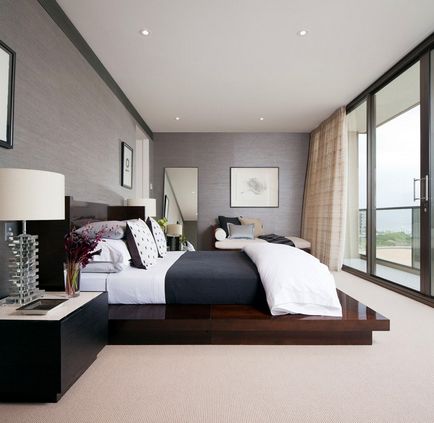 Interiorul dormitorului într-un stil modern, designul unei camere mici și mari în apartament