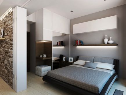 Interiorul dormitorului într-un stil modern, designul unei camere mici și mari în apartament