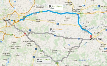 De la Praga până la Kutná Hora, traseul însuși
