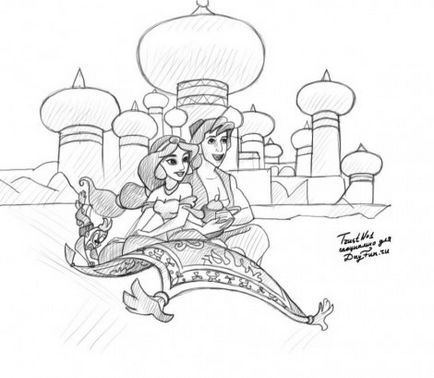 Cum să atragă aladdin în creion în etape - desene de lecție - utile la artsphera