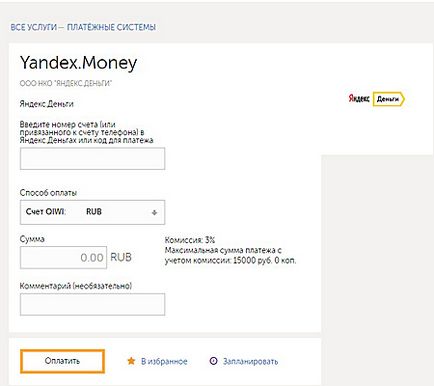 Cum să transferați bani de la kiwi la portofel Yandex, în cinci moduri