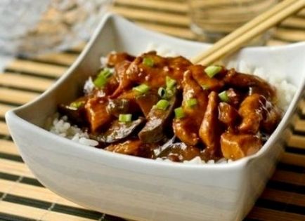 Csirke Padlizsán „kínai” recept egy fotó