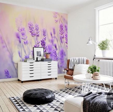 Lavandă în interiorul a 10 idei de decor - inspirație