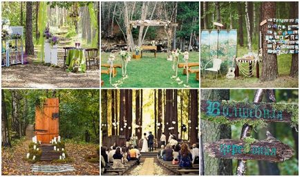 Forest Wedding - tervezési ötletek és forgatókönyvek, és a kép a fiatal vendégek, tartozékok és opciók