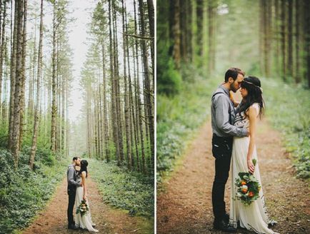 Forest Wedding - дизайнерски идеи и сценарии, и образа на младите гости, аксесоари и опции