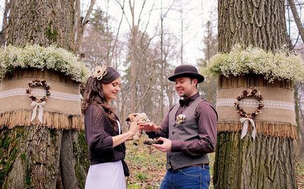 Forest Wedding - tervezési ötletek és forgatókönyvek, és a kép a fiatal vendégek, tartozékok és opciók