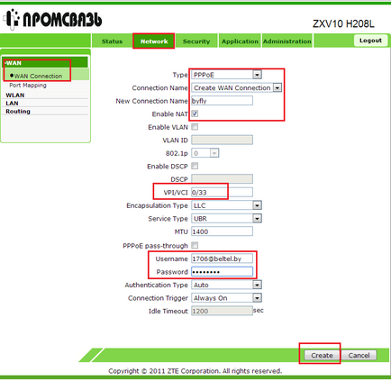 Configurarea wi-fi pe modemul Promsvyaz (zte) zxv10 h208l pentru fluture