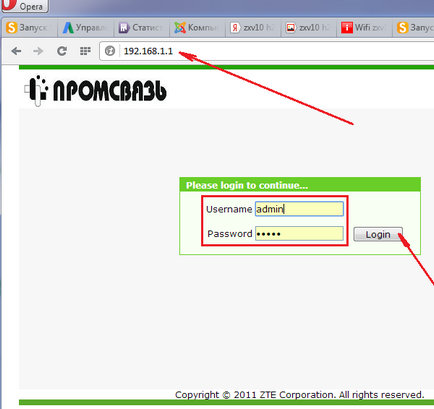 Configurarea wi-fi pe modemul Promsvyaz (zte) zxv10 h208l pentru fluture