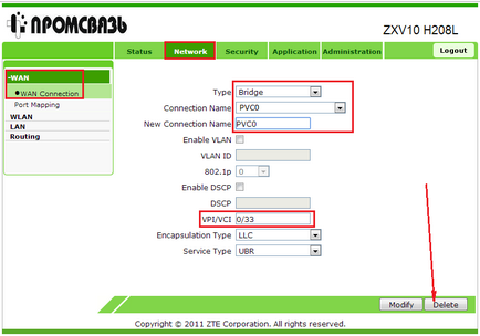 Configurarea wi-fi pe modemul Promsvyaz (zte) zxv10 h208l pentru fluture