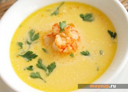 Обладнаний сирний суп з креветками і вершками - перевірений рецепт