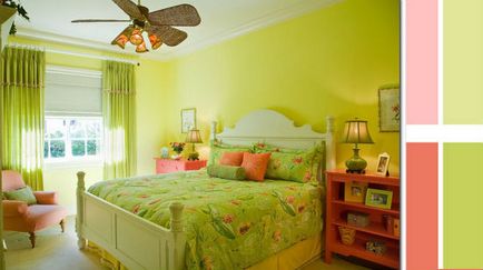 Оформлення спальні в бірюзових тонах, фото дизайну інтер'єрів зелених спалень, приклади поєднання
