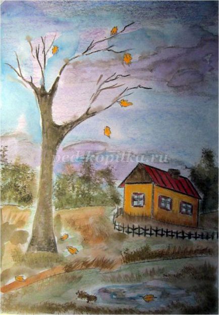 Őszi képet festeni - festmény a őszi táj