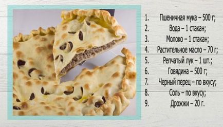 Oszét pite hússal egy egyszerű recept, fényképes kalória