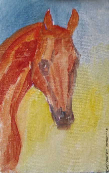 Írásban olaj vázlat „portré egy vörös ló” - tisztességes iparos - kézzel készített, kézzel készített