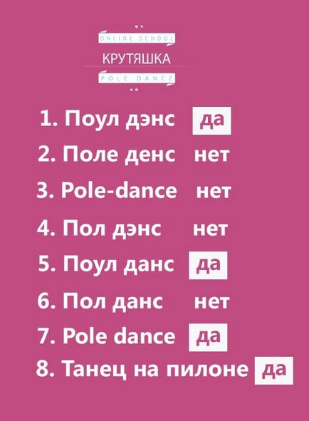 Правопис і вимова pole dance