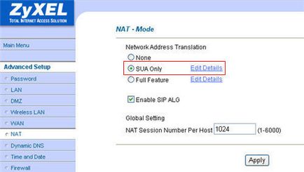 Кидок портів (port forwarding) через nat в xdsl-модеми zyxel - zyxel