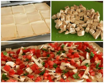 Pizza recept, csirke, tejszínes fokhagymás szósszal (csirke pizza tészta) Pizza recept, csirke, tejszínes fokhagymás szósszal