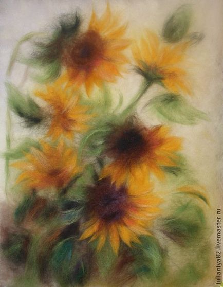 Desenează floarea-soarelui cu lână