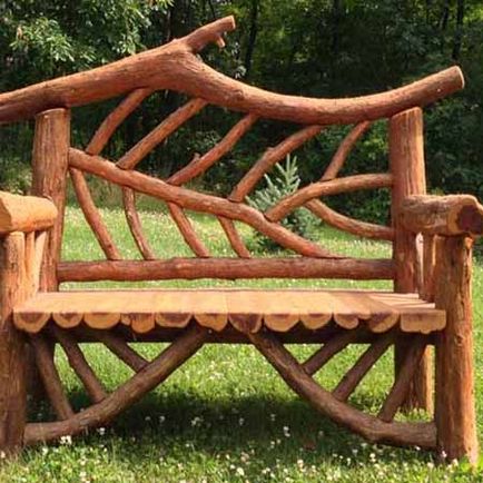 Mobilier de grădină din lemn, ramuri, cânepă și snags