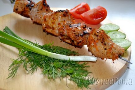 Shish kebab din rețetă de porc cu o fotografie pe foc