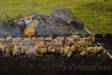 Shish kebab din rețetă de porc cu o fotografie pe foc