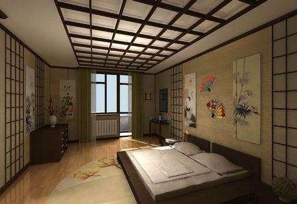 Hálószoba egy ázsiai stílusú, hangulatos otthon